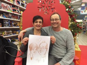 Caricatures de Noel au Super U de Fontenay le comte