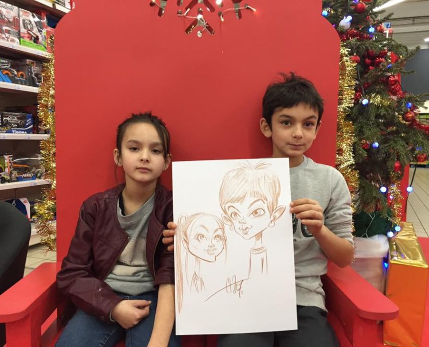 caricature de Noel au Super U de Fontenay le comte